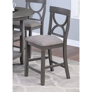 Set da Pranzo dal Design Unico 5 Pezzi: Tavolo Alto con Ripiano Portaoggetti e 4 Sedie Grigie con Seduta e Schienale Imbottiti - Product Image 2