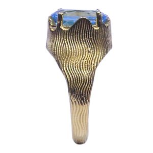 Anillo de Cóctel de Oro Amarillo con Topacio Azul de Corte Ovalado, Engaste de Garras, Estilo Clásico, para Uso Diario Masculino - Product Image 4
