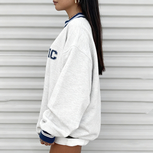 เสื้อสเวตเตอร์คอโมสเวตเชิ้ตคอเสื้อแบบสั่งทำเสื้อสเวตเตอร์คอกลมพิมพ์ลายปักผ้าฝ้ายสำหรับผู้ชายผู้หญิง - Product Image 2