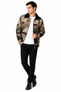 Veste homme à imprimé aztèque, motif sud-ouest, surchemise à imprimé tribal, veste d'hiver, design ethnique, vêtement d'extérieur décontracté, motif premium - Product Image 1
