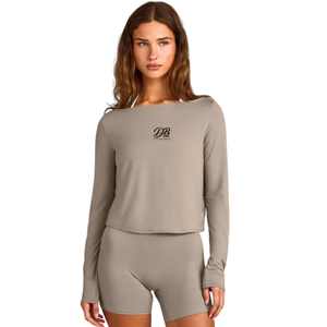 Womens Long Sleeve <b>Slash</b> Neck <b>Top</b> Relaxed Fit Soft Stretch Shirt Lightweight Comfortable Casual Everyday Wear Breathable Active - Product Image 1