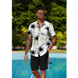 Plus Size Reversible 100% Cotton Quick Dry Summer Shirt Shorts <b>Set</b> Breathable Windproof Casual New Arrival <b>Twin</b> <b>Sets</b> - Product Image 2