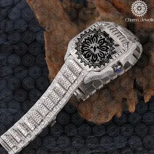 Reloj Charm Jewells de acero inoxidable para hombre, caja de 40 mm, detalles de diamantes, analógico, de lujo, a la moda, movimiento mecánico, fecha automática - Product Image 5