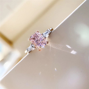 Bague de fiançailles en moissanite rose taille coussin, bague en argent élégante pour femme, bijou étincelant, bague de mariée de luxe pour anniversaire de mariage - Product Image 2