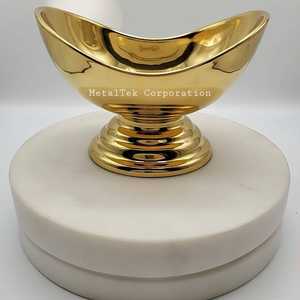 Exquisite gold plated Arabic style luxury chocolate bowl <b>boat</b> shape for <b>gifting</b> luxury dessert pistachio knafeh customize design - Product Image 3