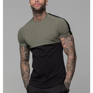 <b>Men</b>’s Two-Tone Slim Fit T-Shirt Color Block, <b>Stretch</b> Cotton, Athletic Gym Casual Tee, Short Sleeve Crew Neck - Product Image 2