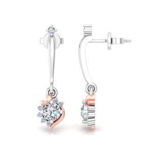 Clásicos Pendientes de Diamantes de Oro Blanco Sólido de 14k para Mujer, Corte Brillante Redondo, Diamantes Cultivados en Laboratorio, Joyería de Boda - Product Image 4