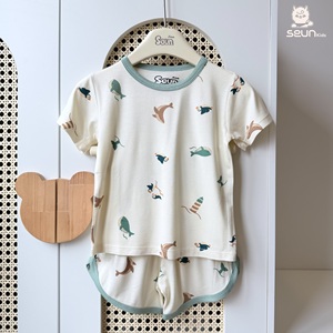 Ensemble de vêtements en viscose pour enfants, garçons et filles, imprimé, vêtements d'été, respirant, doux, léger, fabriqué au Vietnam, toucher ultra-doux - Product Image 2