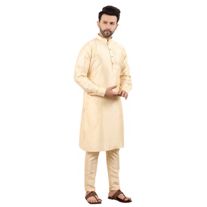 Men's Dupion <b>Silk</b> <b>Kurta</b> Pajama Set | Light Gold | Indian Ethnic Wear | Size 36-50 | Wholesale - Product Image 3