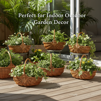 Grand panier de rangement en rotin tressé pour produits d'entretien, idéal pour l'extérieur, l'intérieur et la décoration de jardin, fait main, naturel, moderne, multifonctionnel, type sol.