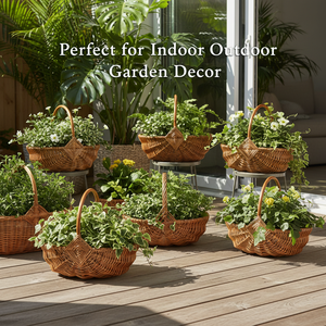 Grandes jardinières en rotin tressé pour la décoration de jardins intérieurs et extérieurs, pots de plantes tissés à la main en matériau naturel, vente en gros - Product Image 6