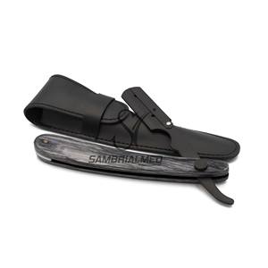 Navaja de Afeitar Profesional Plegable de Acero Inoxidable con Hoja Recta - Color Personalizado, Mango de Madera, Cuchilla Única para Barbería - Product Image 1