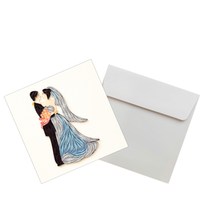 Carte de vœux 3D faite à la main en papier vietnamien, motif baiser de mariés personnalisé, par le fabricant Quilling Card - Product Image 5