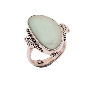 Variscite ธรรมชาติแหวนอัญมณีอินเดียเครื่องประดับเงินสเตอร์ลิง925จำนวนมากขายส่งแหวนเงินผู้ผลิต - Product Image 1