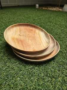 Juego de Vajilla Redonda de Madera, Estilo Rústico Mediterráneo, Ecológico, Apto para Lavavajillas, Platos para Servir en Bodas y Fiestas - Product Image 1