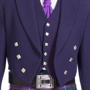 Chaqueta de Tweed con Diseño Argyle, Estilo Formal de Chaqueta Argyll para Kilt, Todas las Tallas, Chaqueta de Lana Negra Prince Charlie con Chaleco - Product Image 6