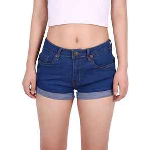 Shorts en jean droits tendance pour femme avec boutons ornés de diamants, délavage clair, taille haute, style streetwear décontracté, mode estivale - Product Image 4