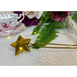 Stainless Steel Star Design Reusable Funnel Tea Infuser With Long Handle Gold Color Coffee Tea & Espresso <b>Kitchen</b> <b>Accessories</b> - Product Image 1