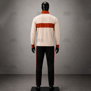 Survêtement sportif pour homme à manches longues, col roulé, en polyester et coton respirant, coupe classique, avec poches latérales et fermeture éclair - Product Image 2