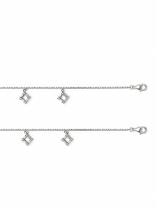 925 Sterling Silver Geometric Dangle Charm <b>Anklet</b> for Women High Polish Minimalist Diamond Shape Design Daily Wear - Product Image 2