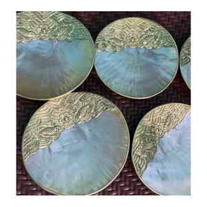 Assiette en nacre ronde, plat de service décoratif à bordure florale pour table à manger, mariage - Product Image 1