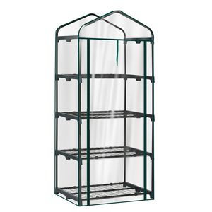 Mini serra a 4 livelli con copertura in PVC, porta avvolgibile con cerniera e design impermeabile per giardini interni (27" x 19") - Product Image 5