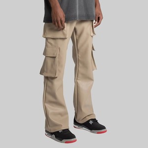 Hot Selling High Quality Vintage <b>Leather</b> Pants with Straight Pattern Canvas Mid Waist Custom Multi Pockets Waterproof for <b>Men</b> - Product Image 3