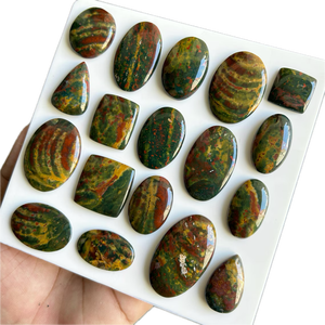 Natural Blood Stone Cabochon Mixed Shapes Size Green Red Yellow Polished Gemstone For Jewelry Making - Product Image 4