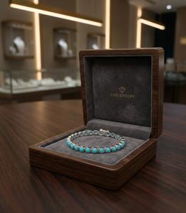 Pulsera de tenis de plata de ley 925 con dije clásico cristiano, patrón de flor de trébol, turquesa con corte cojín para mujer, regalo certificado de tercera mano - Product Image 2