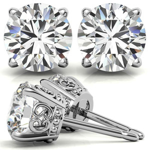 Popular Classic Lab Grown Diamond <b>Earring</b> 14k/18k Gold With Round Diamonds Butterfly Style Round Lab Grown Diamond Stud <b>Earrings</b> - Product Image 4