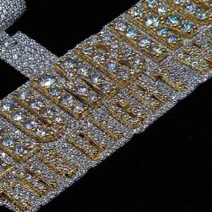 Custom Unique Full <b>Iced</b> <b>Out</b> Emerald Cut Baguette Charm Pendant Trendy Hip Hop Style Rope <b>Chain</b> Silver Moissanite Jewelry - Product Image 2