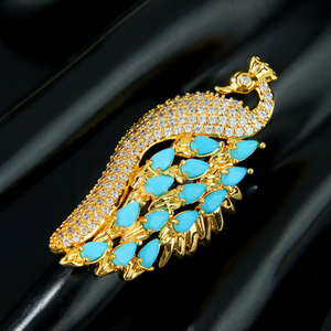 Anillo de Cisne con Circonitas de Moda de Dubái, Chapado en Oro de 21k, Anillos de Cobre para Novia con Diseño de Pavo Real, Joyería para Mujer para Fiestas - Product Image 1