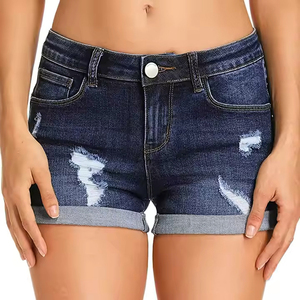 Shorts de mezclilla rectos de cintura media para mujer, formales, ajustados, lavados, ecológicos, de secado rápido, impermeables, con bolsillos cargo, estilo veraniego. - Product Image 6