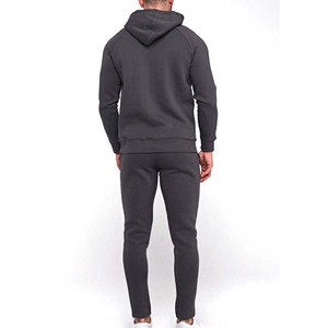 Survêtement à capuche gris foncé pour homme, coupe droite, couleur unie, décontracté, avec poches latérales, idéal pour l'automne, 100 % coton, poids moyen - Product Image 3