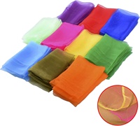 Venta al por mayor de bufandas para malabares para niños, bufanda cuadrada para baile, colores personalizados, movimiento mágico, bufandas de seda