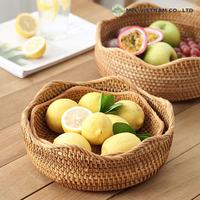 Hoogwaardige, milieuvriendelijke, vintage Vietnamese handgemaakte rotan en wicker multifunctionele opbergmand voor fruit, groenten, voedsel en sieraden