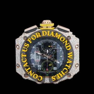 Reloj Deportivo de Moda para Hombre con Movimiento de Cuarzo y Diamantes de Moissanita Personalizados, Correa de Goma Negra, Regalo de Cumpleaños para Hombre - Product Image 5