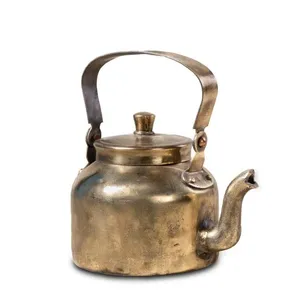Tetera Redonda de Latón Vintage con Tapa y Asa, Utensilios de Cocina Hechos a Mano en India, Artículos de Latón - Product Image 4