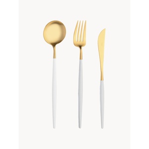 Ensemble de couverts en métal martelé, acier inoxydable, fourchette, couteau, cuillère, design minimaliste, résistant à la rouille, poli à la main, manche en céramique - Product Image 6