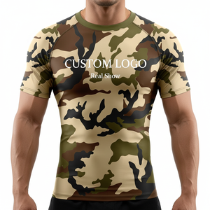 OEM Sublimation <b>Print</b> Custom Logo Fitness BJJ Boxing <b>Surfing</b> Swimming Sun Protection Short Sleeve Rash Guard Thermal Baselayer - Product Image 1