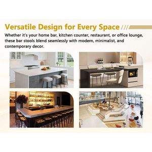 Taburete de Bar Moderno de Cuero PU, Silla Giratoria Ajustable con Respaldo para Cocina, Barra, Comedor - Product Image 4