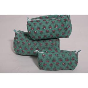 Bolsa de Cosméticos Grande de Algodón Estampado Indio para Uso Diario, Bolsa de Maquillaje Hecha a Mano, Estuche de Viaje con Cierre para Mujer - Product Image 1