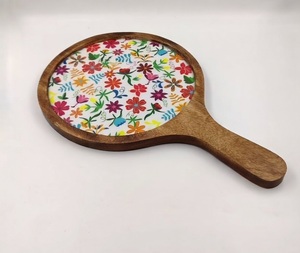 Christmas Gifts Natural Wood Pizza Platter With Enamel Printed Design Home decor Restaurants Pizza serving Platter At Best Price - Product Image 1