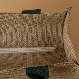 Sac messager en jute tendance avec sangle en coton et fermeture éclair, sac bandoulière écologique pour hommes et femmes - Product Image 3