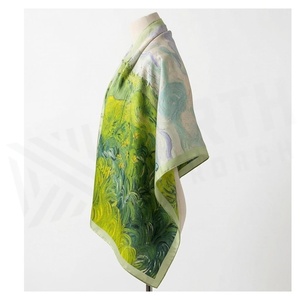 Women's Square <b>Silk</b> Scarf Van Gogh Style Landscape Print Elegant Multi-Functional Fashion Accessory All Seasons - Product Image 3
