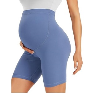 Shorts de yoga et de fitness de qualité supérieure en nylon sans couture, coupe ajustée, compressifs, extensibles, respirants, pour la maternité - Product Image 1