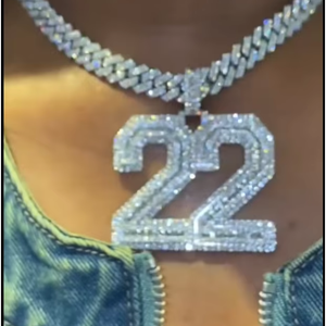 Pendentif personnalisé pour homme en argent sterling 925, serti de moissanite taille fantaisie et moissanite taille baguette, style hip-hop, avec chiffres incrustés - Product Image 1