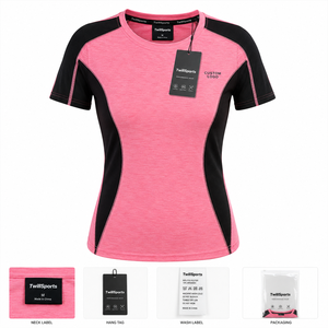 Camiseta Deportiva Personalizada para Mujer, de Secado Rápido, Transpirable, para Correr, Gimnasio, Entrenamiento, Ropa Deportiva Activa, con Bloques de Color - Product Image 4