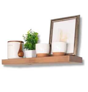 Set 2 Wood Adjustable Floating Wall <b>Shelves</b> Metal <b>Triangle</b> <b>Brackets</b> Storage Ledge Board Modern Living Room Mounted Flower Rack - Product Image 3