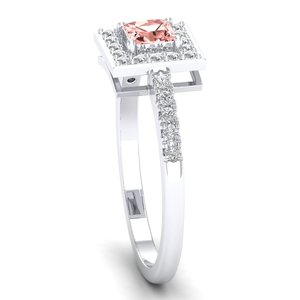 Anillo REYES con Gema de Morganita de Corte Princesa de 0.31 Quilates en Plata de Ley 925, Certificado GRA, Joyería Fina Delicada con Moissanita - Product Image 3